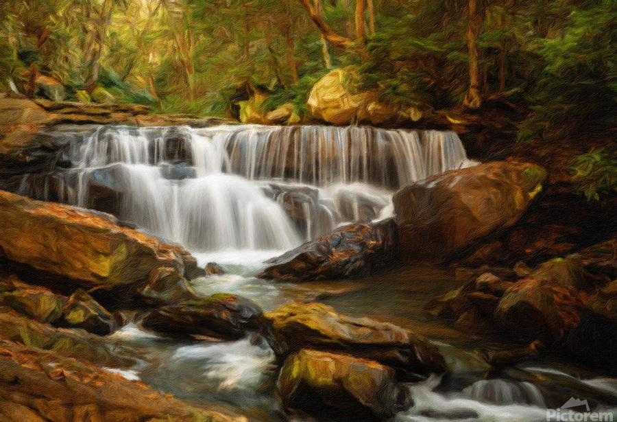Impressionistic Deckers Creek waterfall in West Virginia  Print