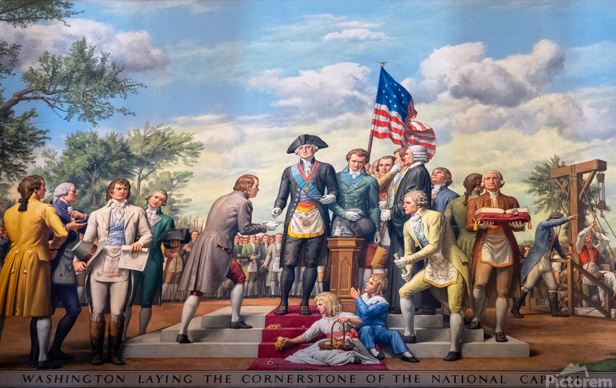 Detail of wall mural of George Washington  Print