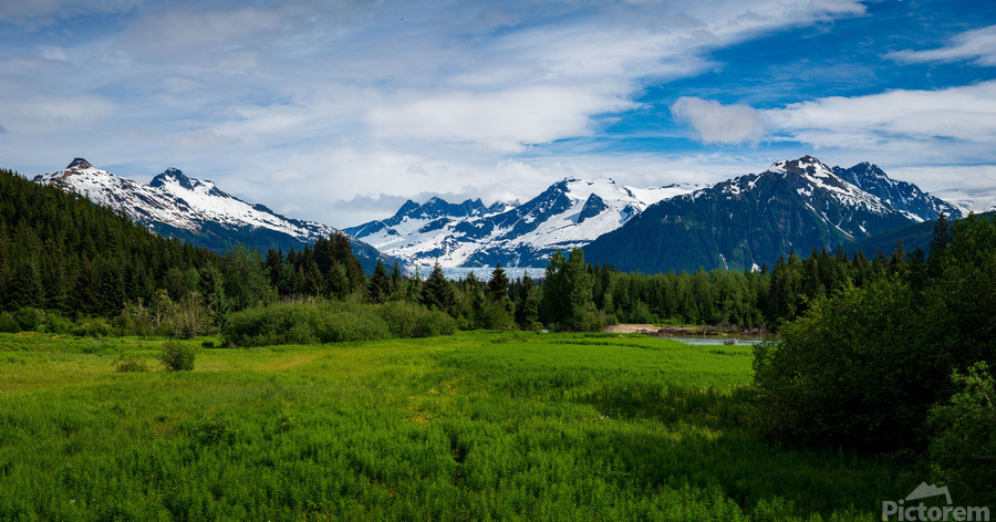 The Mendenhall valley from Brotherhood bridge near Juneau  Print