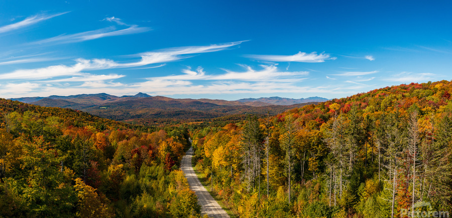 Aerial view of Moretown Mountain Road in Vermont  Print