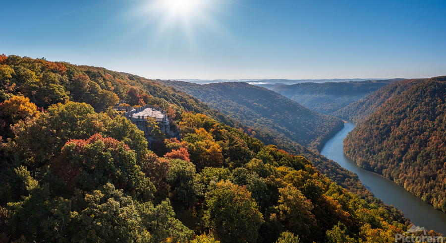  Cheat River panorama in West Virginia with fall colors  Print