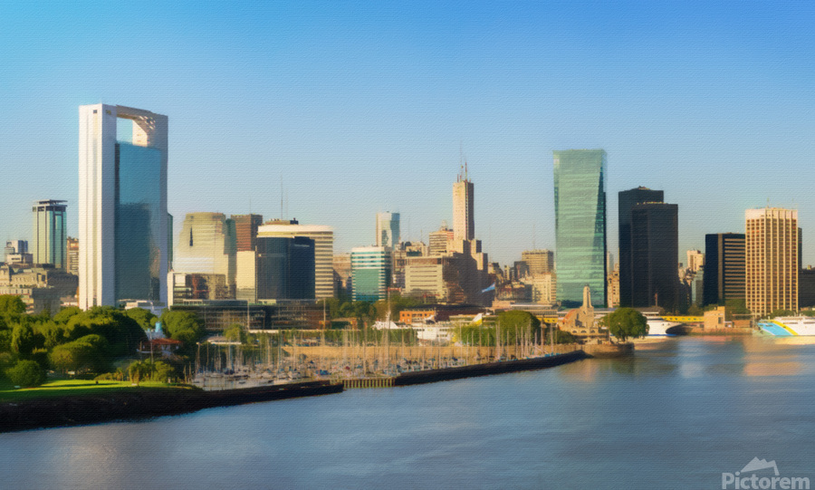 Colored pencil sketch of the city of Buenos Aires in Argentina  Print