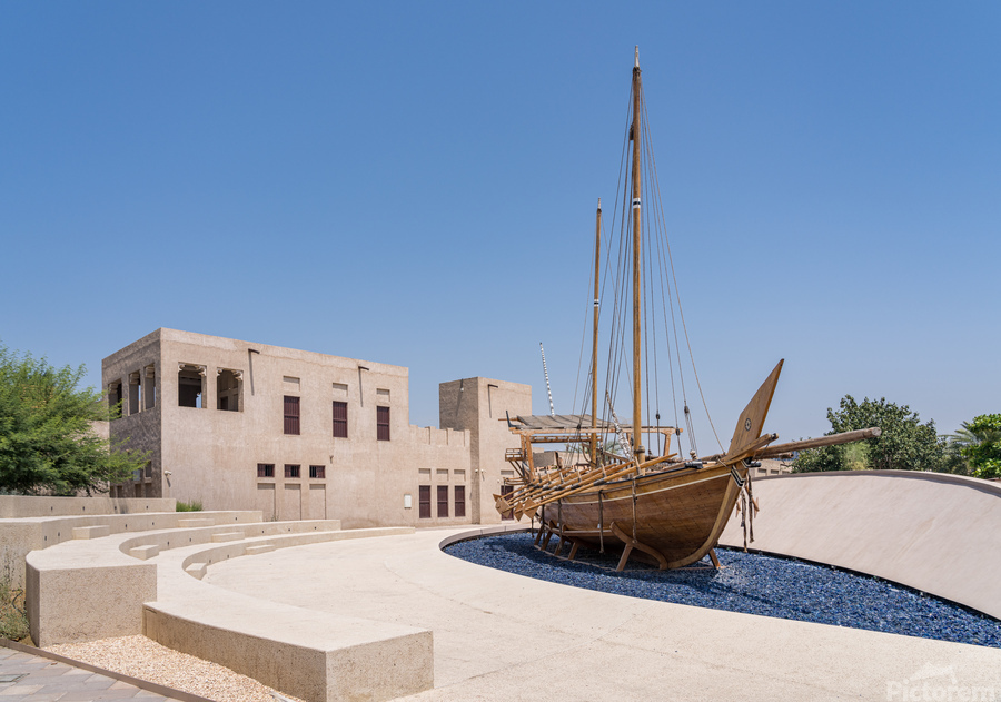 Dhow in Al Shindagha district and museum in Dubai  Print