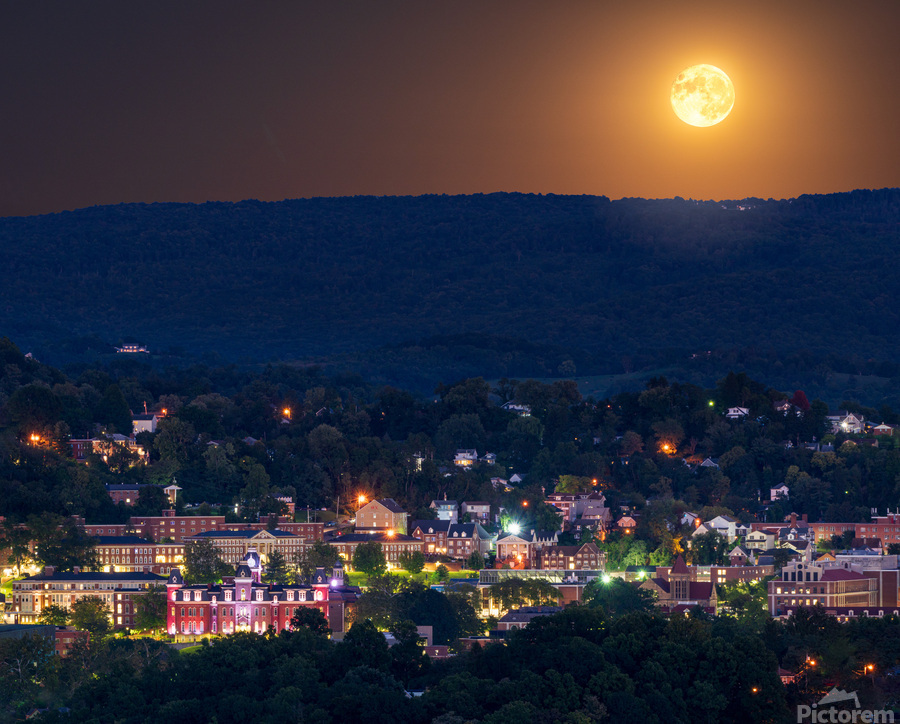 Supermoon rises in the sky above Morgantown in West Virginia  Print