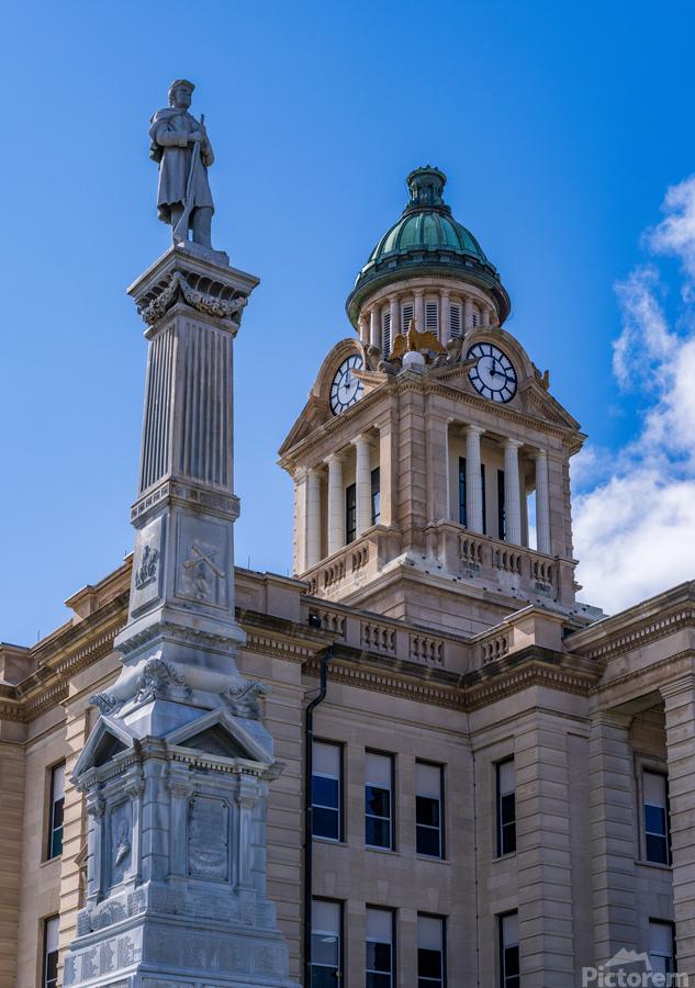 Facade and clock tower of Winneshiek County Courthouse Decorah  Print