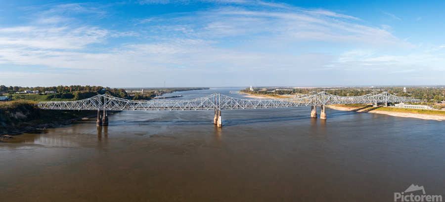 I84 interstate bridge by Natchez MS over Mississippi river in Oc  Print