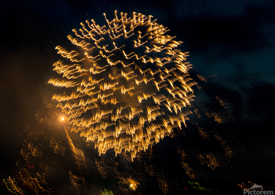 Abstract firework show over Pittsburgh  Imprimer