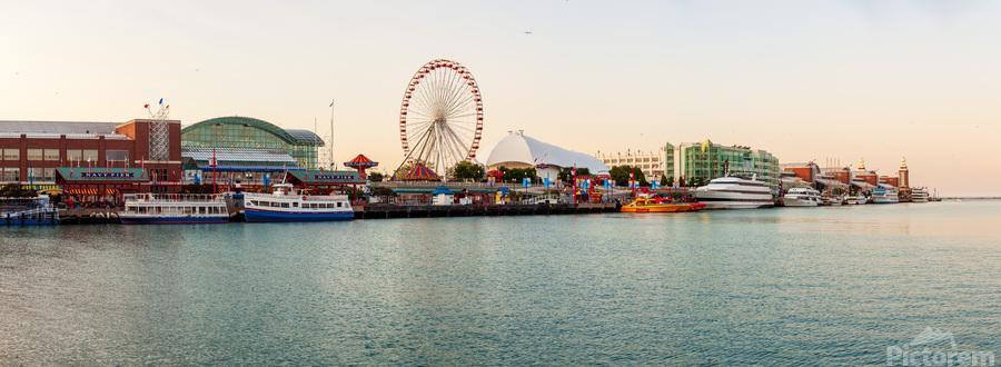 Panorama of Navy Pier in Chicago  Print