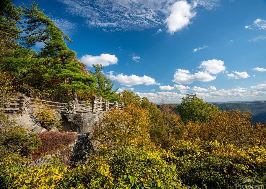 Coopers Rock state park overlook with fall colors  Print