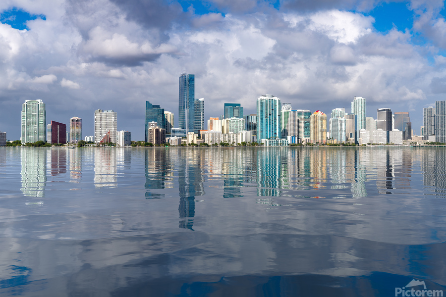 View of Miami Skyline with artificial reflection  Print