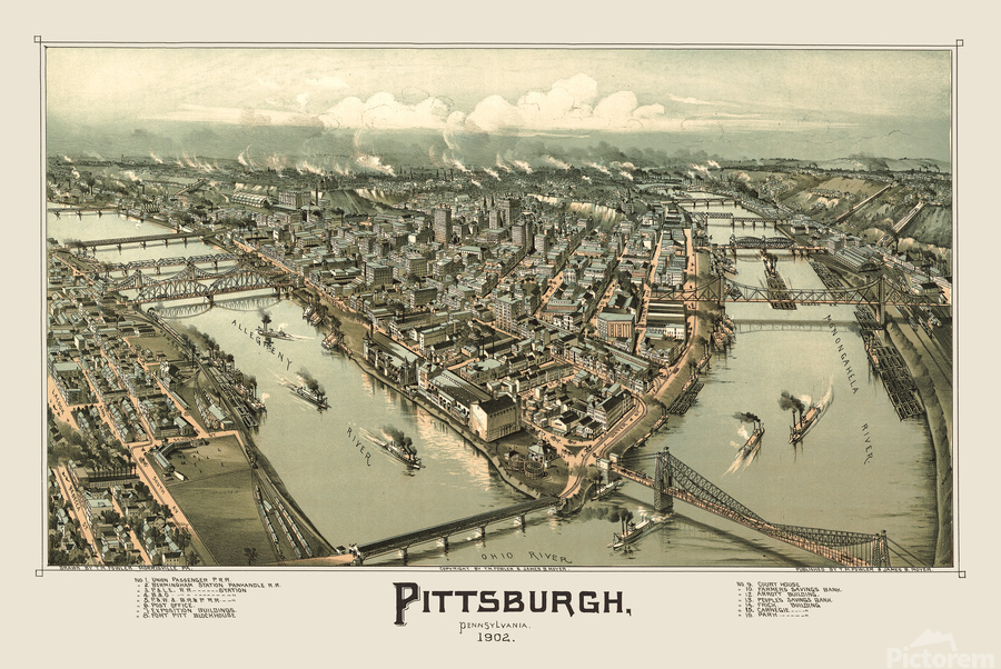Restored street plan of Pittsburgh PA  Print