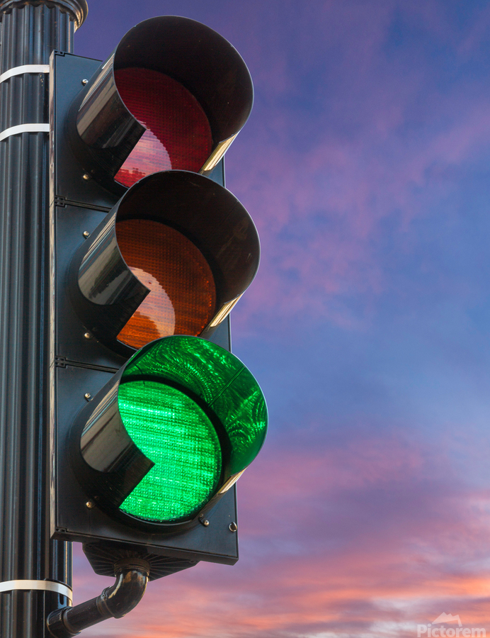 Green light on traffic signal motivational message  Print