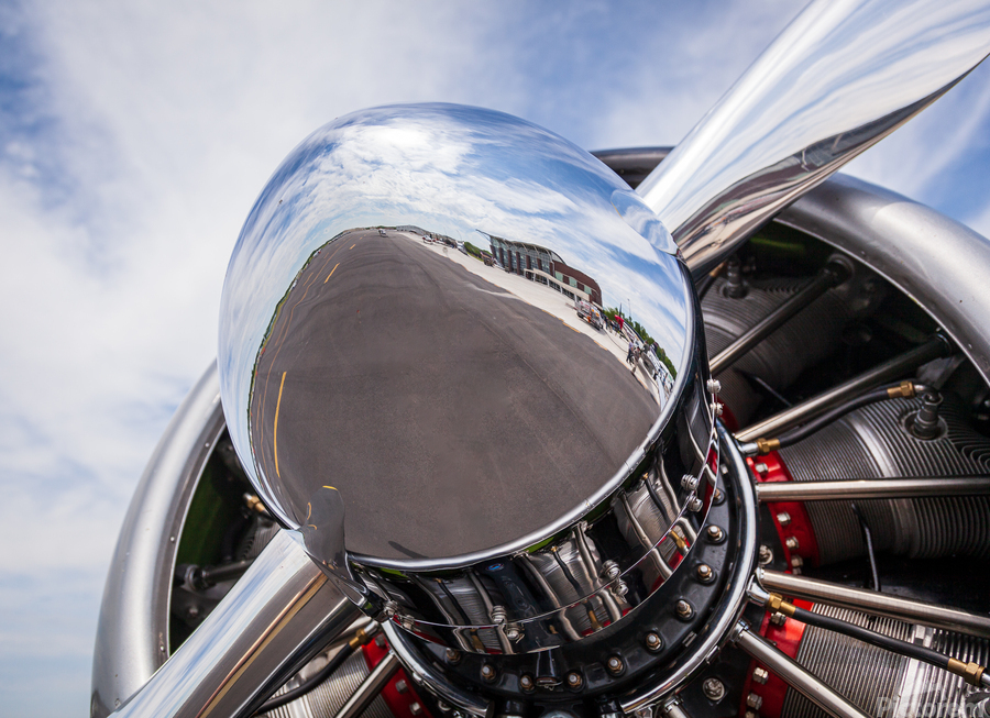Detail reflections of American AT-6 Texan engine  Print