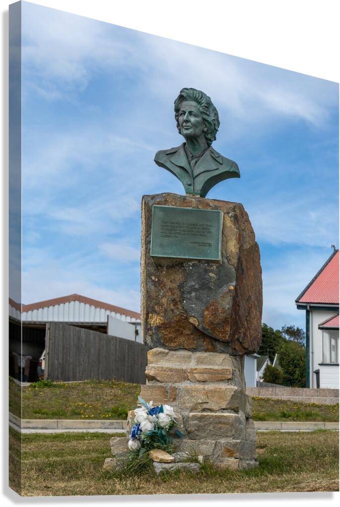 Memorial to Margaret Thatcher in Stanley in the Falkland Islands Canvas Print