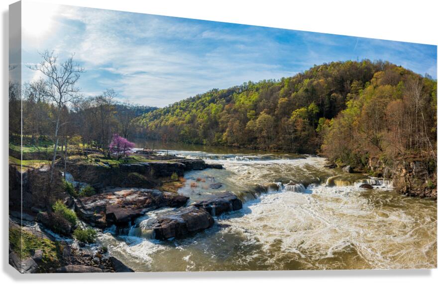 Panorama of flooded Valley Falls on a bright spring morning Canvas Print
