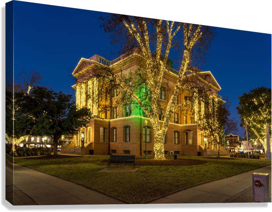 December lights on Williamson County Courthouse in Georgetown TX Canvas Print
