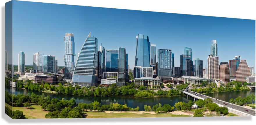 Aerial panorama of city skyline of Austin Texas in spring 2025  Canvas Print