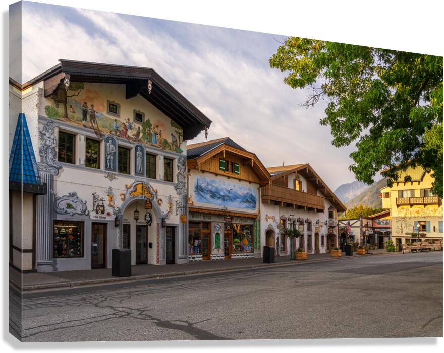Alpine scenes on hat and candle store in Leavenworth WA Canvas Print