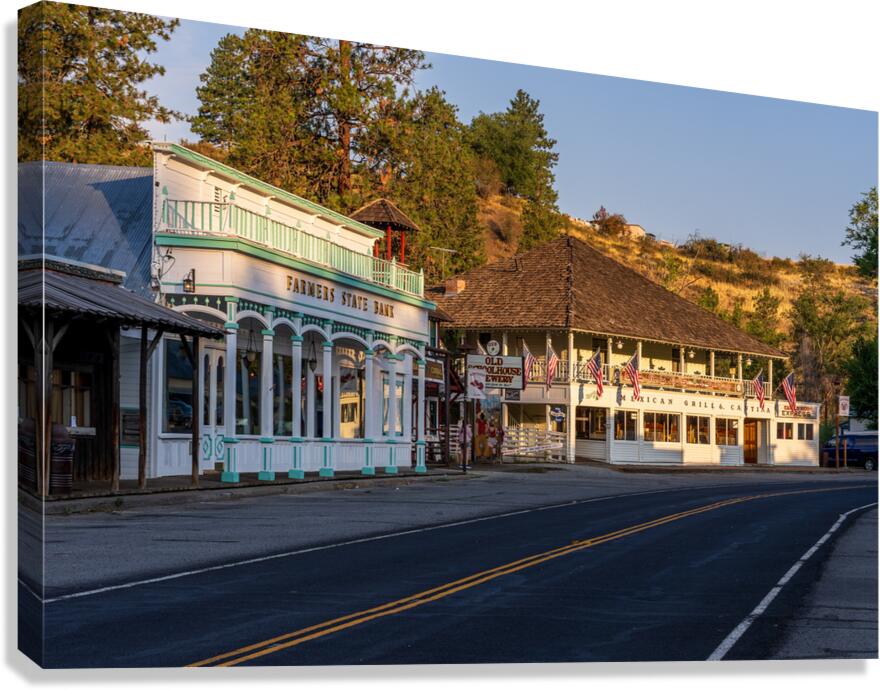 Farmers State Bank on the main street of the historic town of Wi Canvas Print