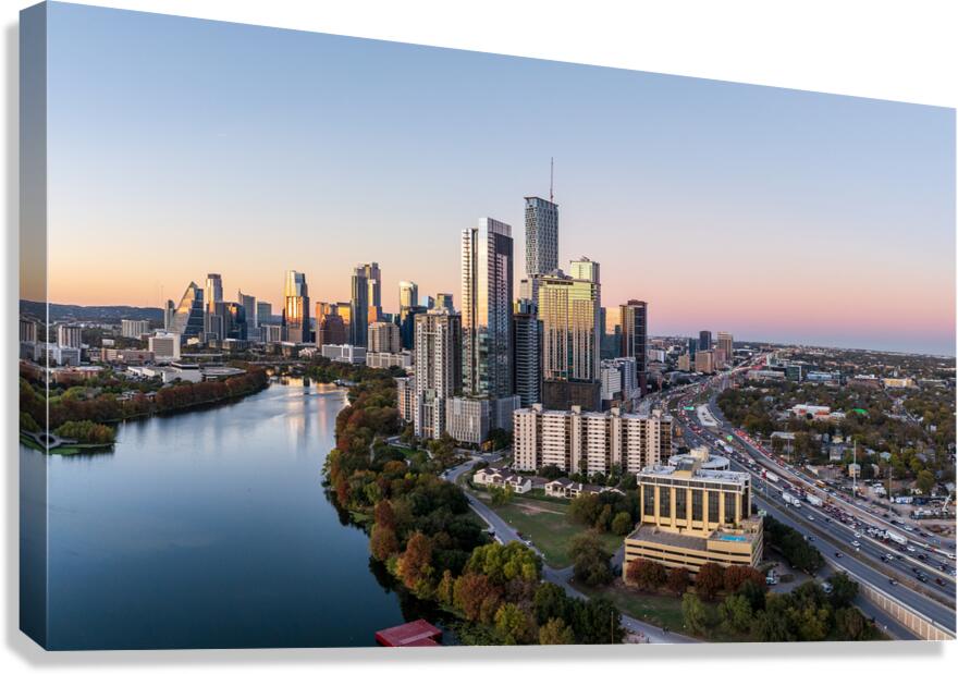 Broad panorama aerial view of downtown Austin Skyline  Canvas Print