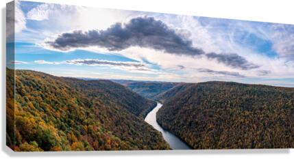  Cheat River panorama in West Virginia with fall colors  Canvas Print