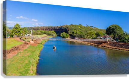 Swinging bridge at Hanapepe on Hawaiian island of Kauai Canvas Print