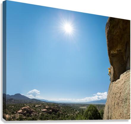 Senior man on steep rock climb in Colorado Canvas Print