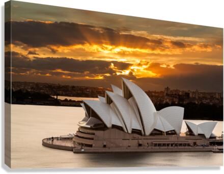 Dramatic dawn photo Sydney Opera House Canvas Print