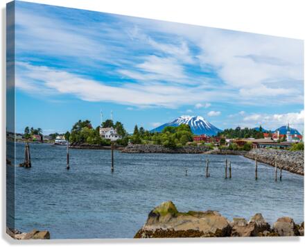 Mt Edgecumbe rises about the small town of Sitka in Alaska Canvas Print
