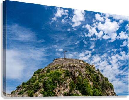 Old Fortress of Corfu against blue sky  Canvas Print