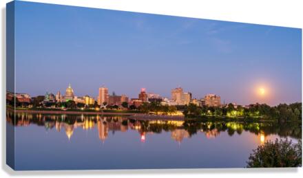 Harvest moon above the city skyline of Harrisburg in Pennsylvani Canvas Print