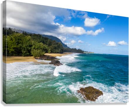 Aerial photo of Lumahai Beach on the north shore of Kauai Canvas Print