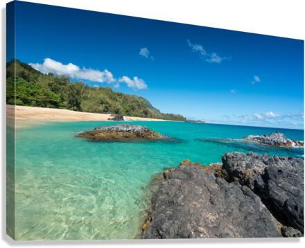 Lumahai Beach Kauai  with rocks Canvas Print