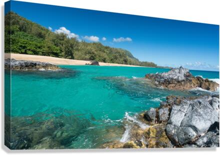 Lumahai Beach Kauai with rocks  Canvas Print