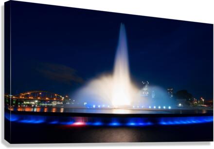 Point State Park Fountain in downtown Pittsburgh at night Canvas Print