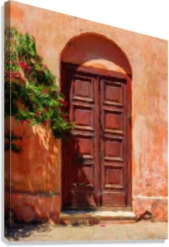 Oil painting of old door in Colonia del Sacramento Canvas Print