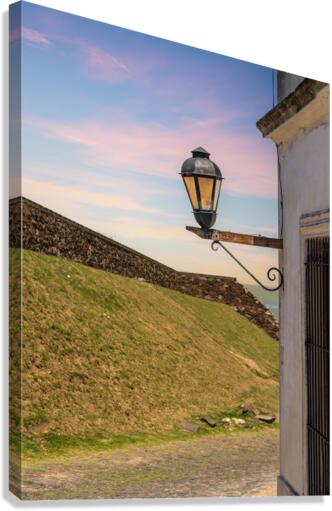 Street lamp in Unesco historical town of Colonia del Sacramento Canvas Print