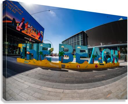 Colorful The Beach sign on main street of JBR district of Dubai Canvas Print
