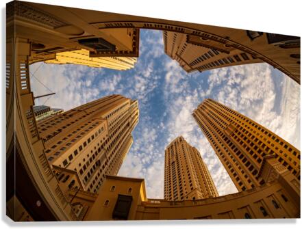 Overpowering view of hotels in JBR Beach area of Dubai Canvas Print