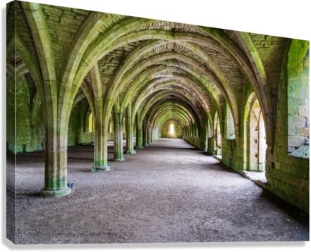 Cellarium at Fountains Abbey ruins in Yorkshire England  Canvas Print
