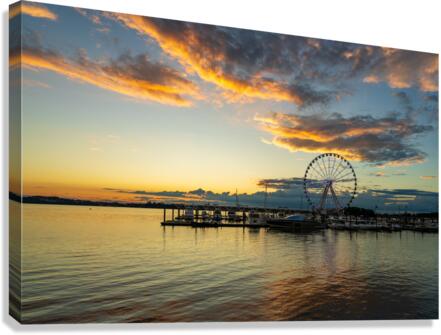 Ferris wheel at National Harbor at sunset Canvas Print