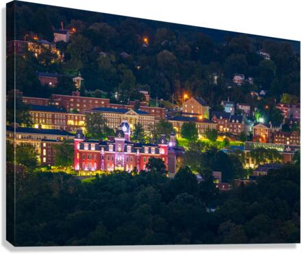 Downtown campus of West Virginia university at nightfall Canvas Print