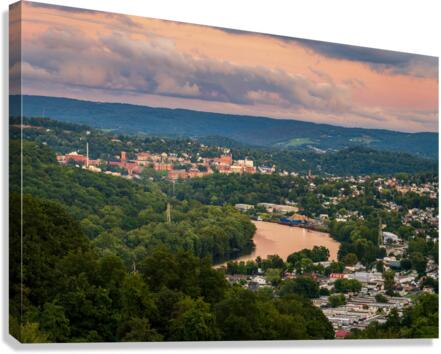 Sunset lights the sky above Morgantown in West Virginia Canvas Print