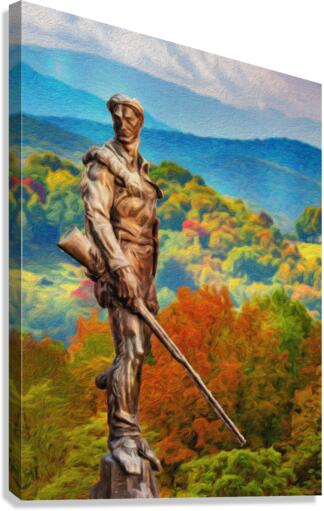 WVU Mountaineer statue painting in the fall in West Virginia  Canvas Print