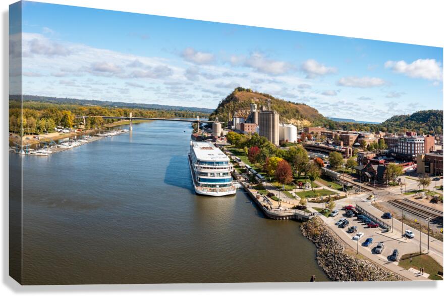 River view of Red Wing Minnesota with Viking Mississippi cruise boat Canvas Print