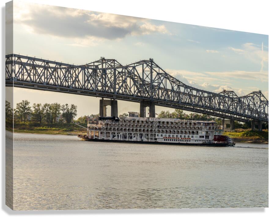 Paddle Steamer American Queen departs from Natchez Mississippi  Canvas Print