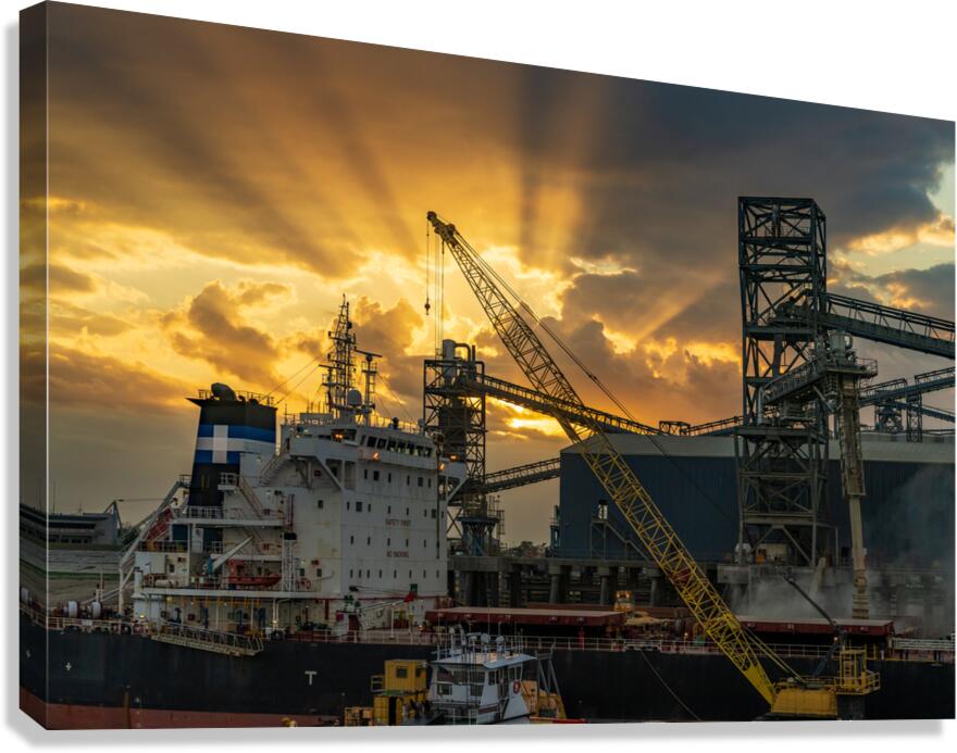 Sunset over Port Allen on Mississippi river in Baton Rouge Loui Canvas Print