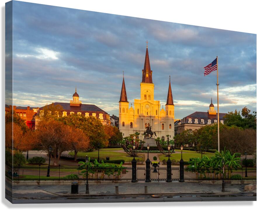 Sunrise on Cathedral Basilica of Saint Louis in New Orleans LA  Canvas Print