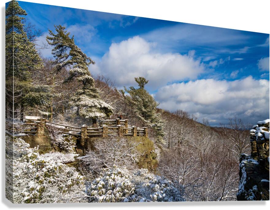 Coopers Rock overlook covered in winter snow near Morgantown Canvas Print