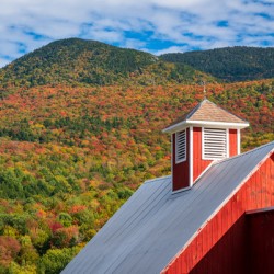 Grandview Farm barn with fall colors in Vermont